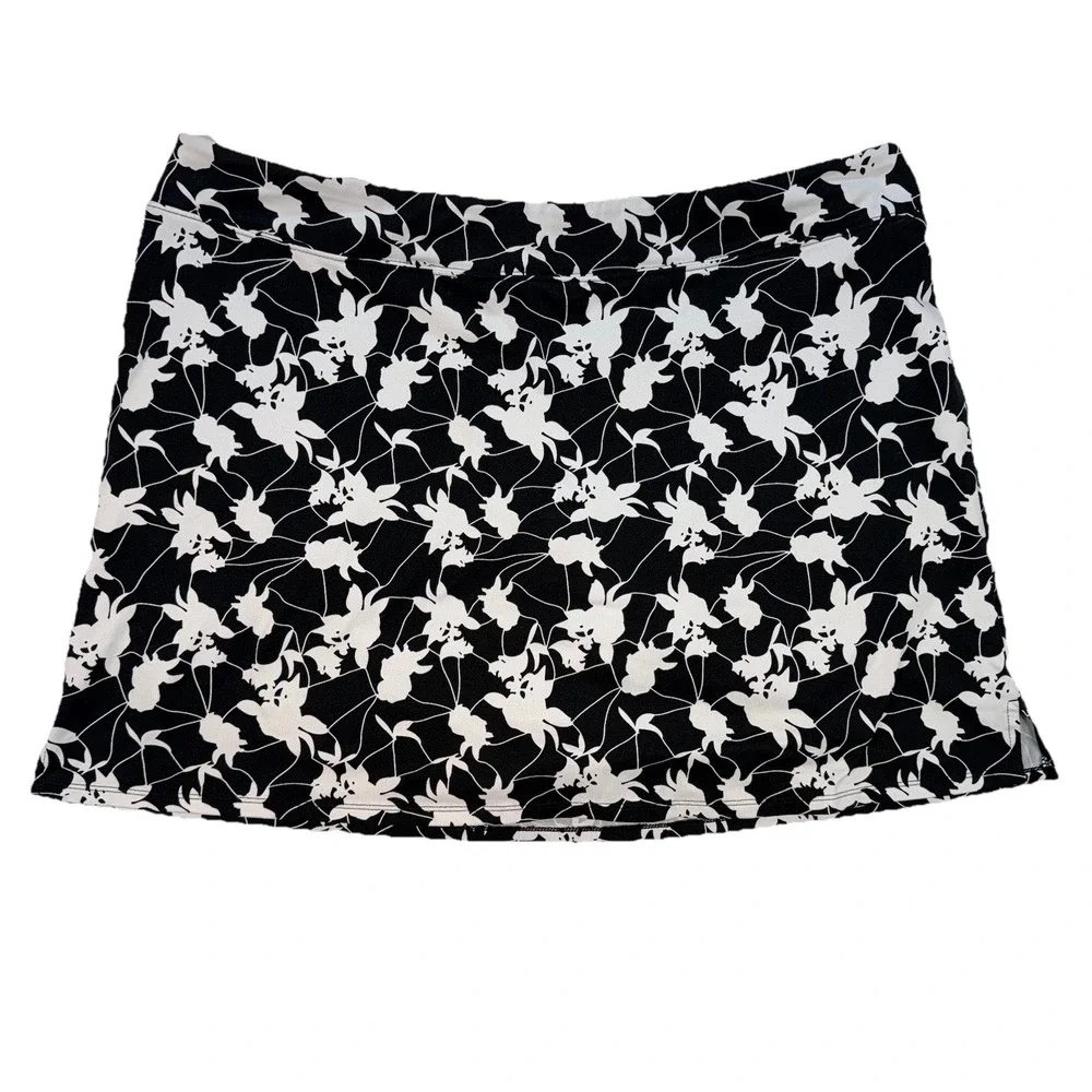 Tranquility Floral Skort Black White Athletic Skirt Size XXL Golf Athleisure 2XL